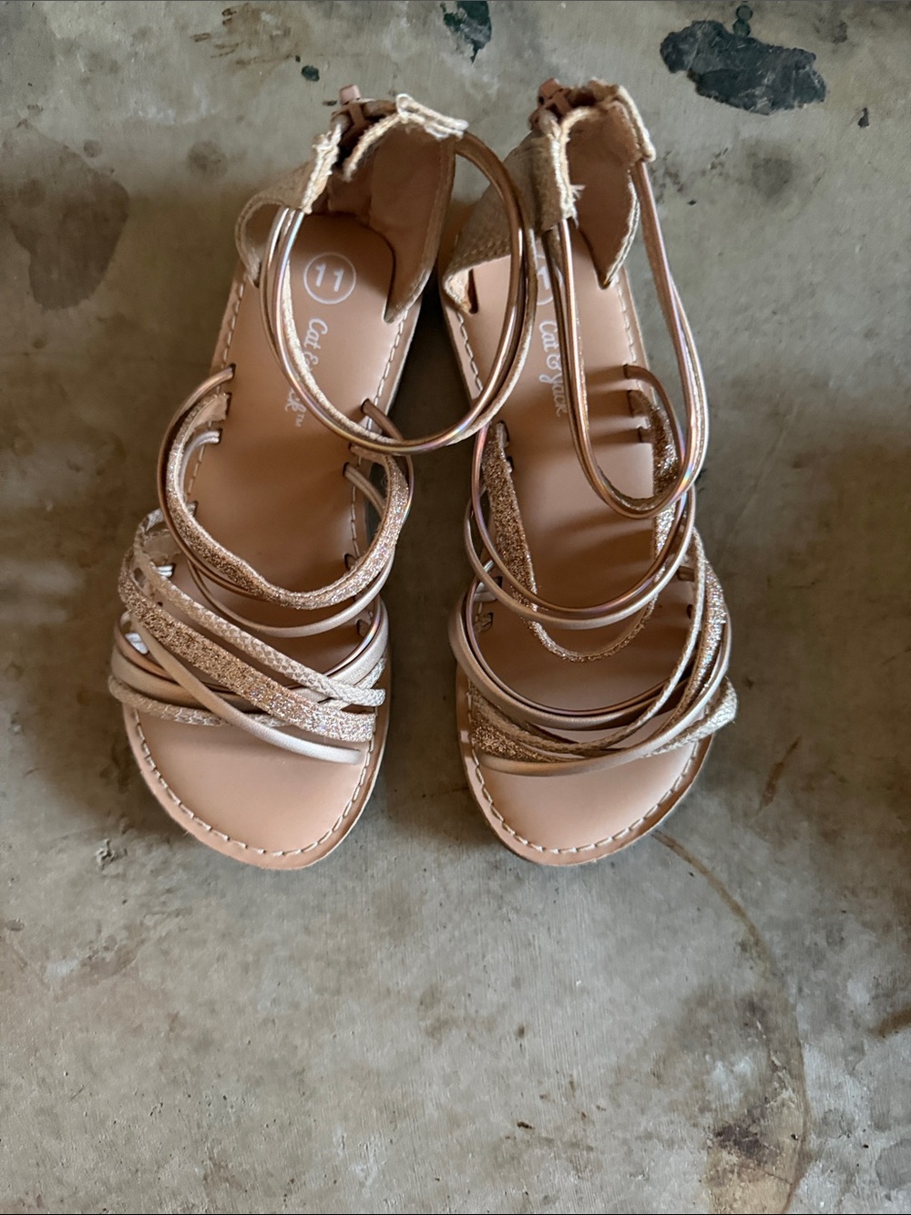 Cat & Jack Kid’s Strappy Ankle-Wrap Sandals — Blush